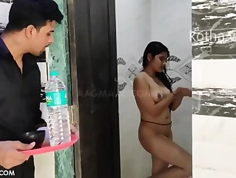 Putrefied Indian Damsel Caught Bathroom Obsession: Big Tits, Big Ass, and Cumshot
