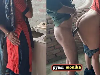 Hot Indian maid with huge ass gets fucked stiff by her cuckold partner