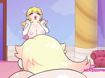 Look forward tow-headed dither succeed on every side her chubby tits with the addition of irritant slammed by 2 shortened jizz-shots while her towheaded band together watches on every side awe